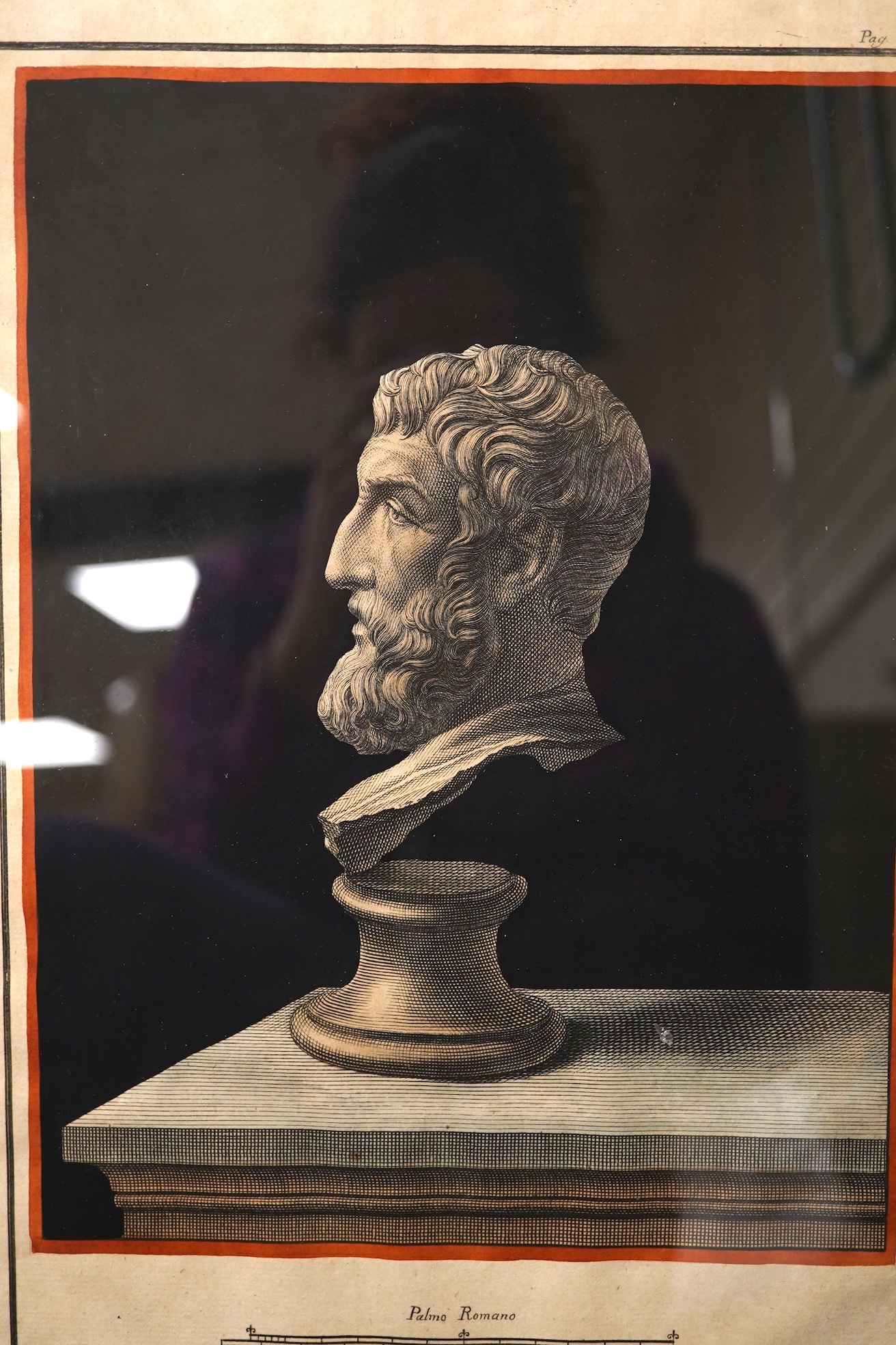 Set of four 18th century Italian etchings, Greek busts to include busts of Thespis and Sophocles, 36 x 26cm